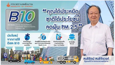 สกู๊ปหน้า 1 : พลังงานเพื่อทุกคน “B10” ลดฝุ่น PM2.5