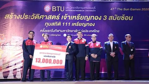 ม.กรุงเทพธนบุรี อัดฉีด 13 ล้านให้ทัพนักกีฬา หลังครองเจ้าเหรียญทองกีฬาปัญญาชน