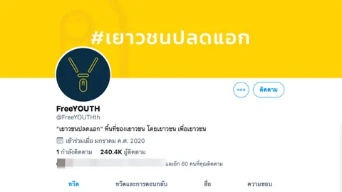 ทวิตเตอร์ "เยาวชนปลดแอก" กลับมาแล้ว หลังถูกปิดไม่ทราบสาเหตุ