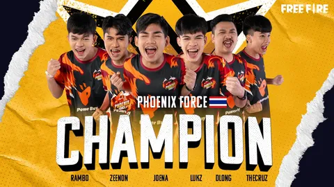 เชียร์ไทยใส่เต็ม PHOENIX FORCE จัดหนักคว้าแชมป์โลก Esports Free Fire World Series 2021 Singapore