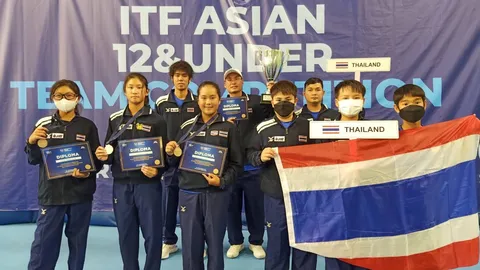 ทีมหวด "ยู-12" หญิงไทย ขึ้นแท่นอันดับ 3 เอเชีย-ทีมชายครองที่ 5