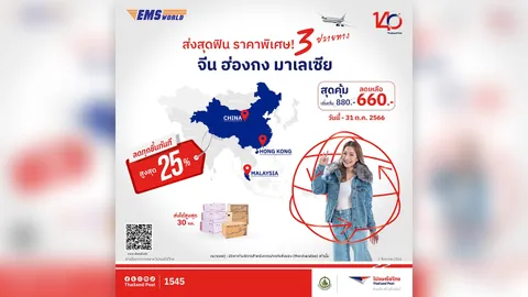 ส่งด่วนจีน ฮ่องกง มาเลเซีย เตรียมฟิน EMS World ลดจัดหนักสูงสุด 25%