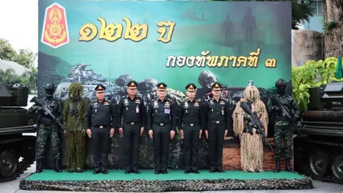 ผบ.ทบ. นำคณะร่วมวันสถาปนา ทภ.3 ครบ 122 ปี ณ ค่ายสมเด็จพระนเรศวรฯ