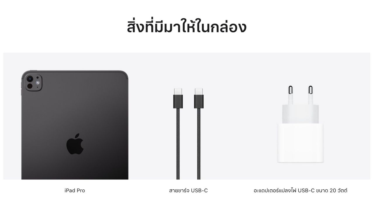 แพ็กเกจ iPad Pro ที่วางจำหน่ายในประเทศไทย 