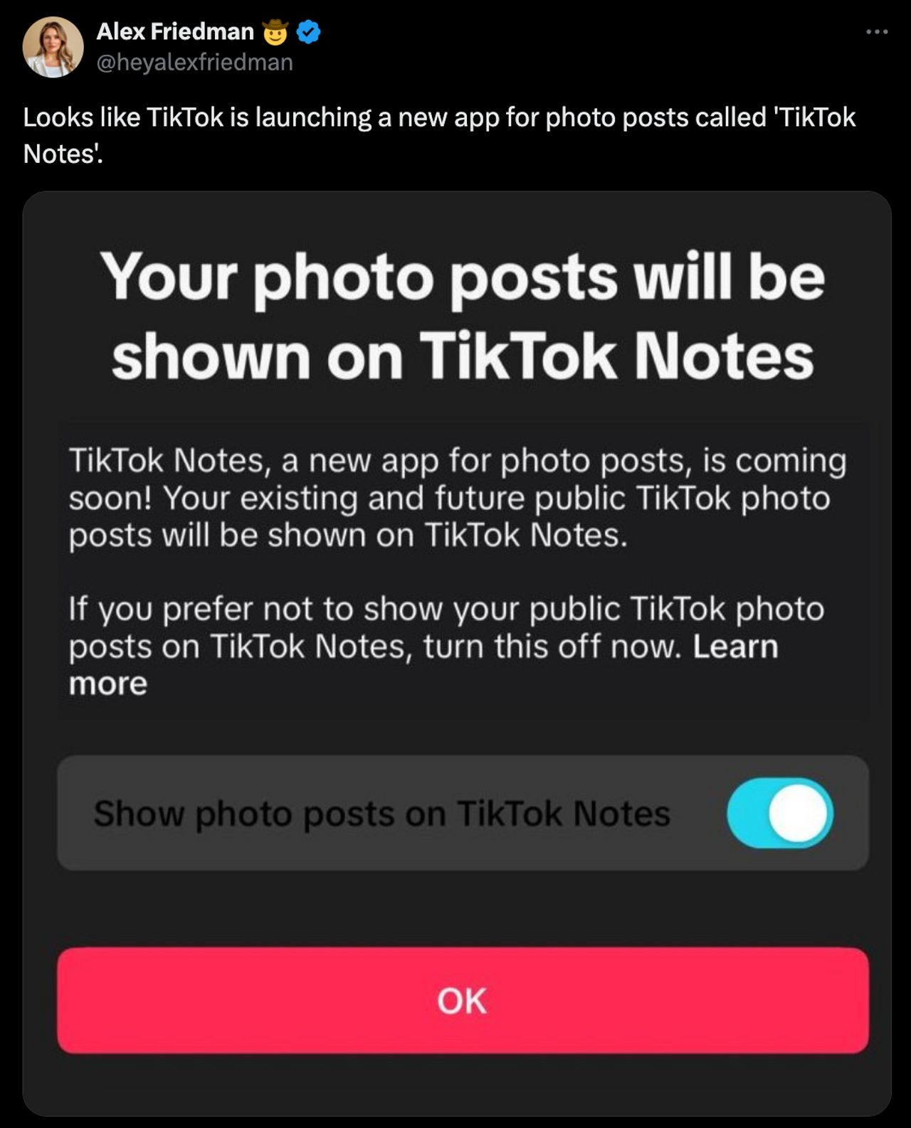 TikTok Notes แอปพลิเคชันใหม่จาก TikTok