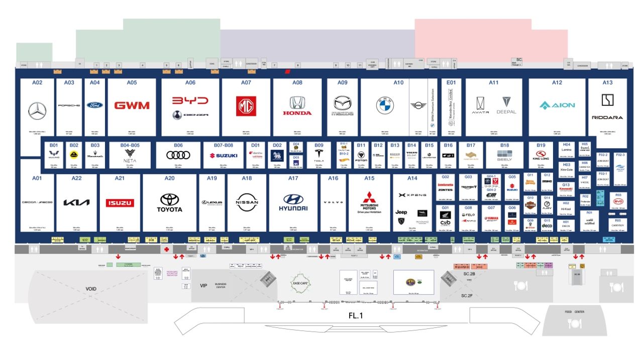 แผนผังงาน Motor Expo 2024 รายชื่อค่ายรถยนต์ที่มาร่วมจัดแสดงภายในงาน