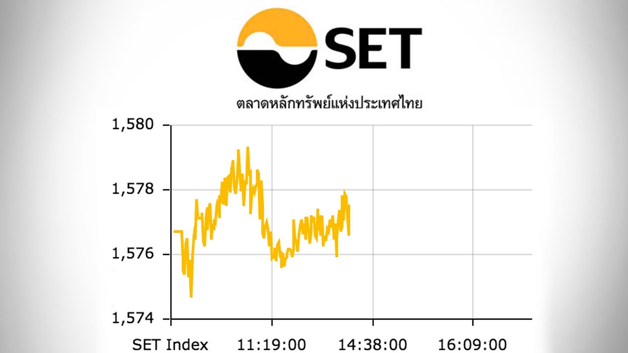 หุ้นไทยปิดตลาดเช้าปรับตัวขึ้นเล็กน้อย ดัชนีอยู่ที่ 1,577 จุด