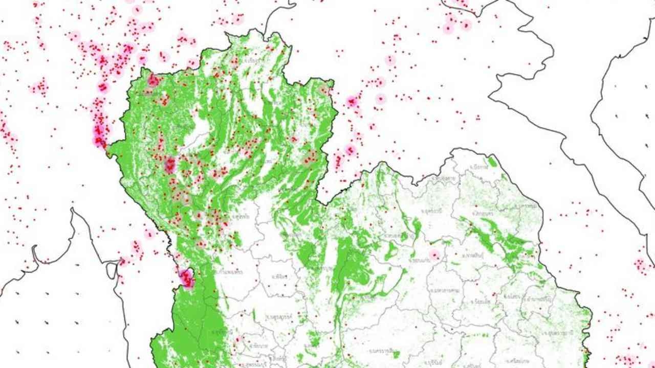 ไทยพบจุดความร้อนเพิ่ม ใกล้แตะพันจุด ส่วนใหญ่อยู่ในเขตป่าอนุรักษ์