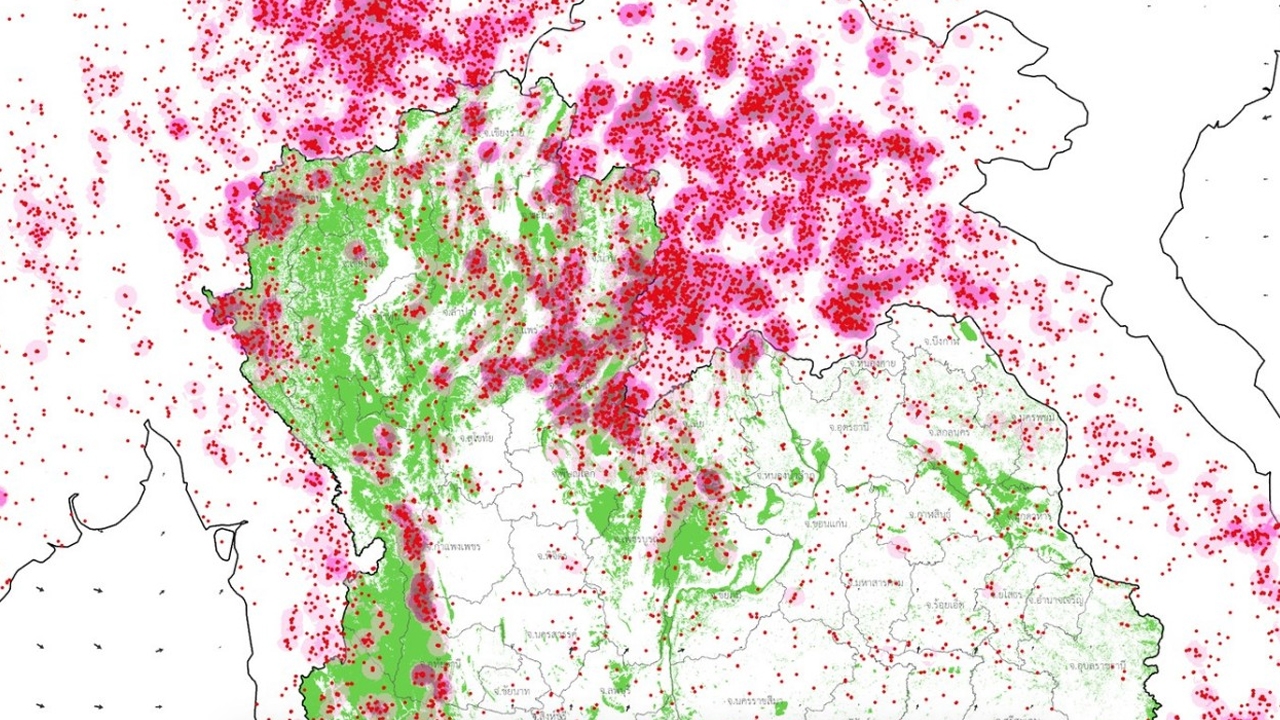 GISTDA เผยจุดความร้อนในไทย 26/3/66 พุ่งปรี๊ด 5.5 พันจุด ส่วนพม่ายังครองแชมป์