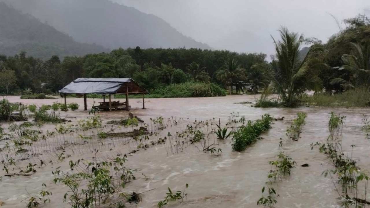 ตรังฝนตกทำน้ำป่าเทือกเขาบรรทัด ทะลักท่วม 5 อำเภอ เดือดร้อน 200 ครัวเรือน