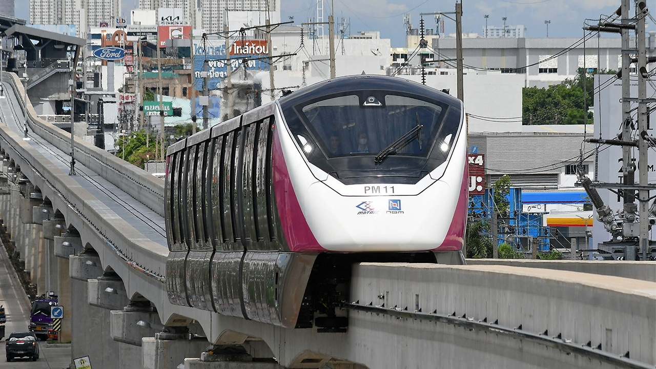 รถไฟฟ้าสายสีชมพูเข้าเมืองทองเปิดปีหน้า